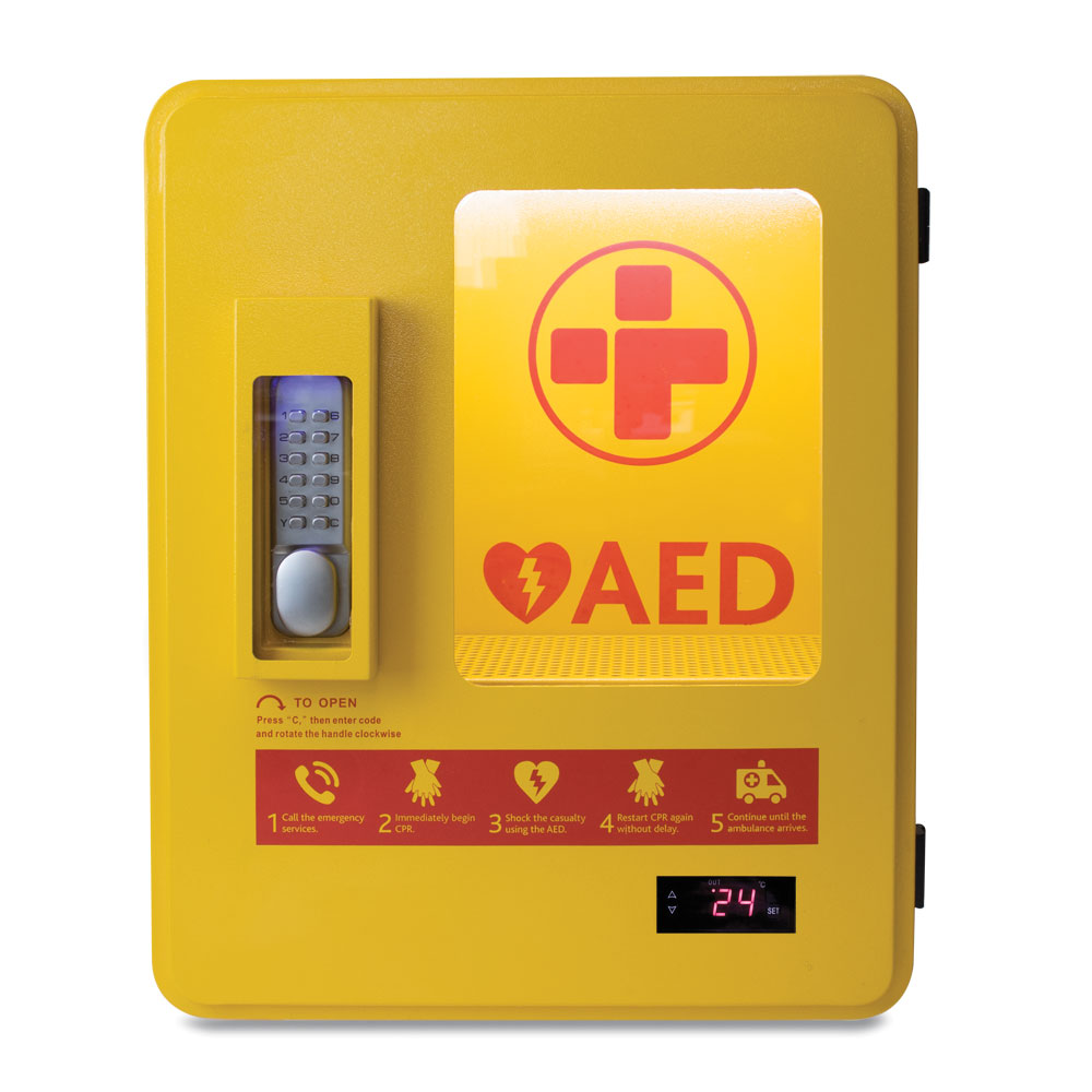Heated AED First Aid Cabinet - Lockable