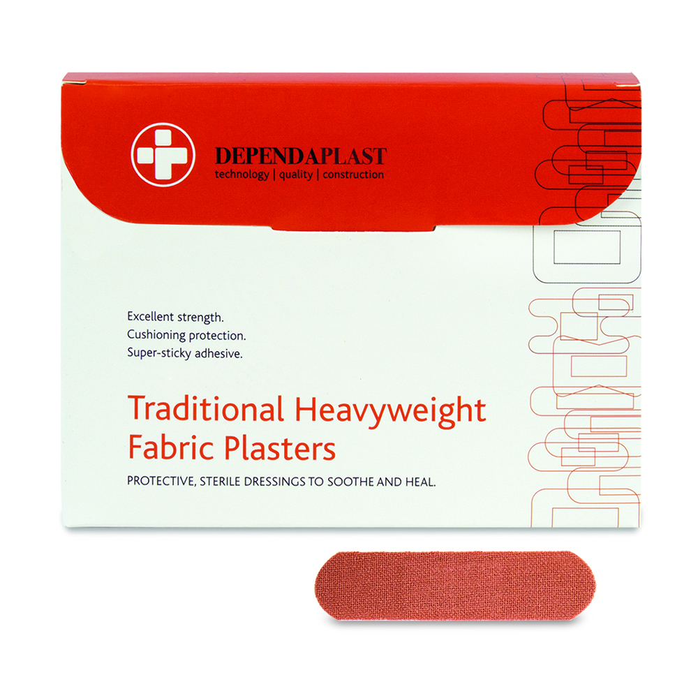 Dependaplast - Traditional Heavyweight Fabric Plasters - 7.5cm x 2.5cm - Pink - Box of 100