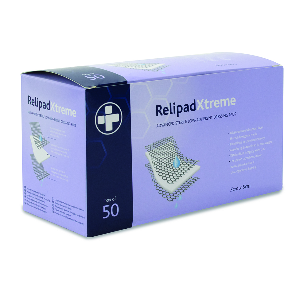 Relipad Xtreme Low Adherent Dressing Pads - 5cm x 5cm - Image 4