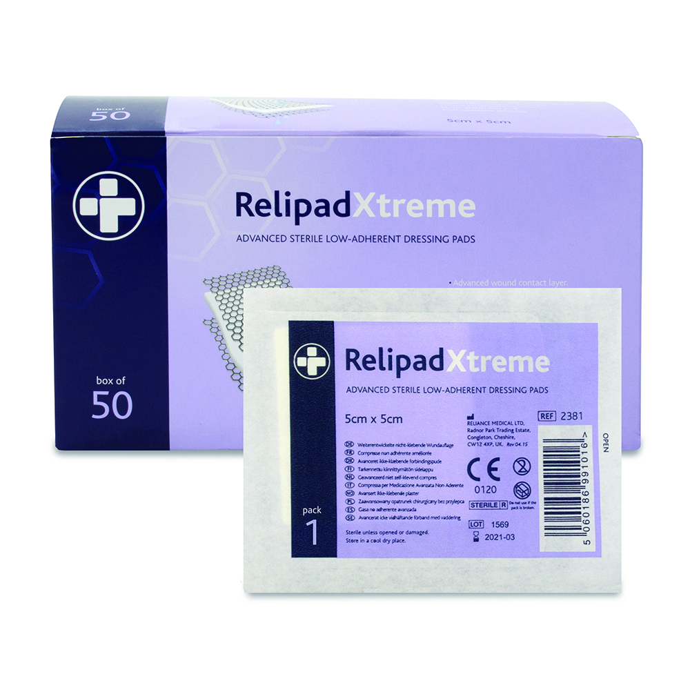 Relipad Xtreme Low Adherent Dressing Pads - 5cm x 5cm