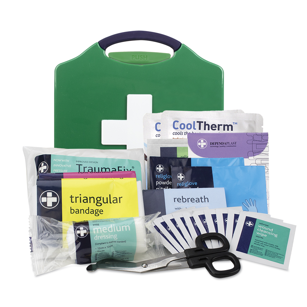 Motokit BS8599-1:2019 & BS8599-2:2014 First Aid Kit - Medium - Aura3 Box - XSmall - Green