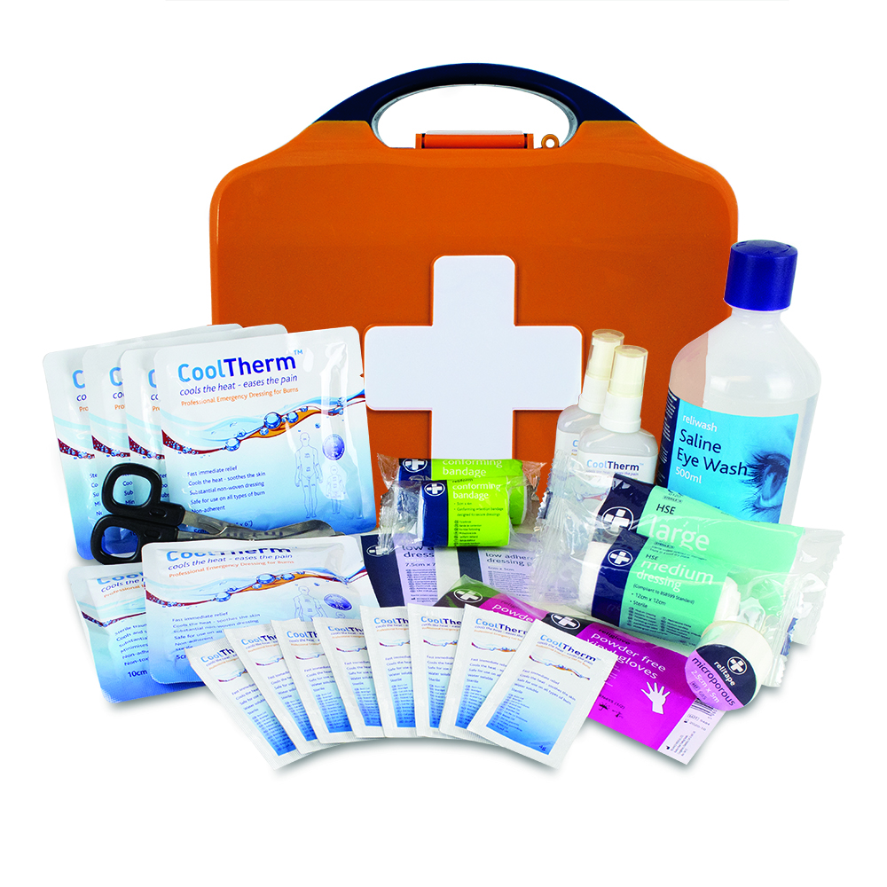 Premium Burns First Aid Kit - Aura3 Box - Medium - Orange