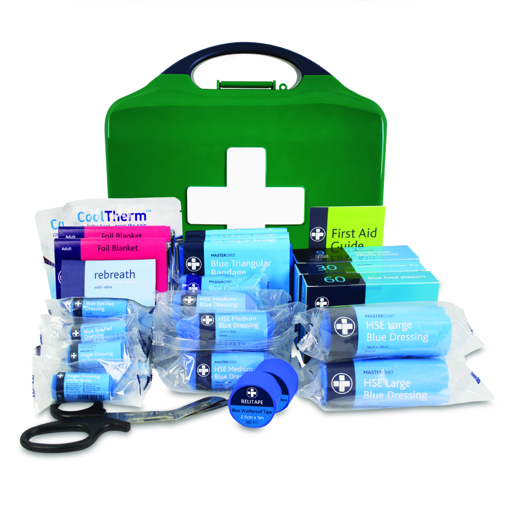 Masterchef Catering BS8599-1 First Aid Kit - Medium - Aura3 Box - Medium - Green