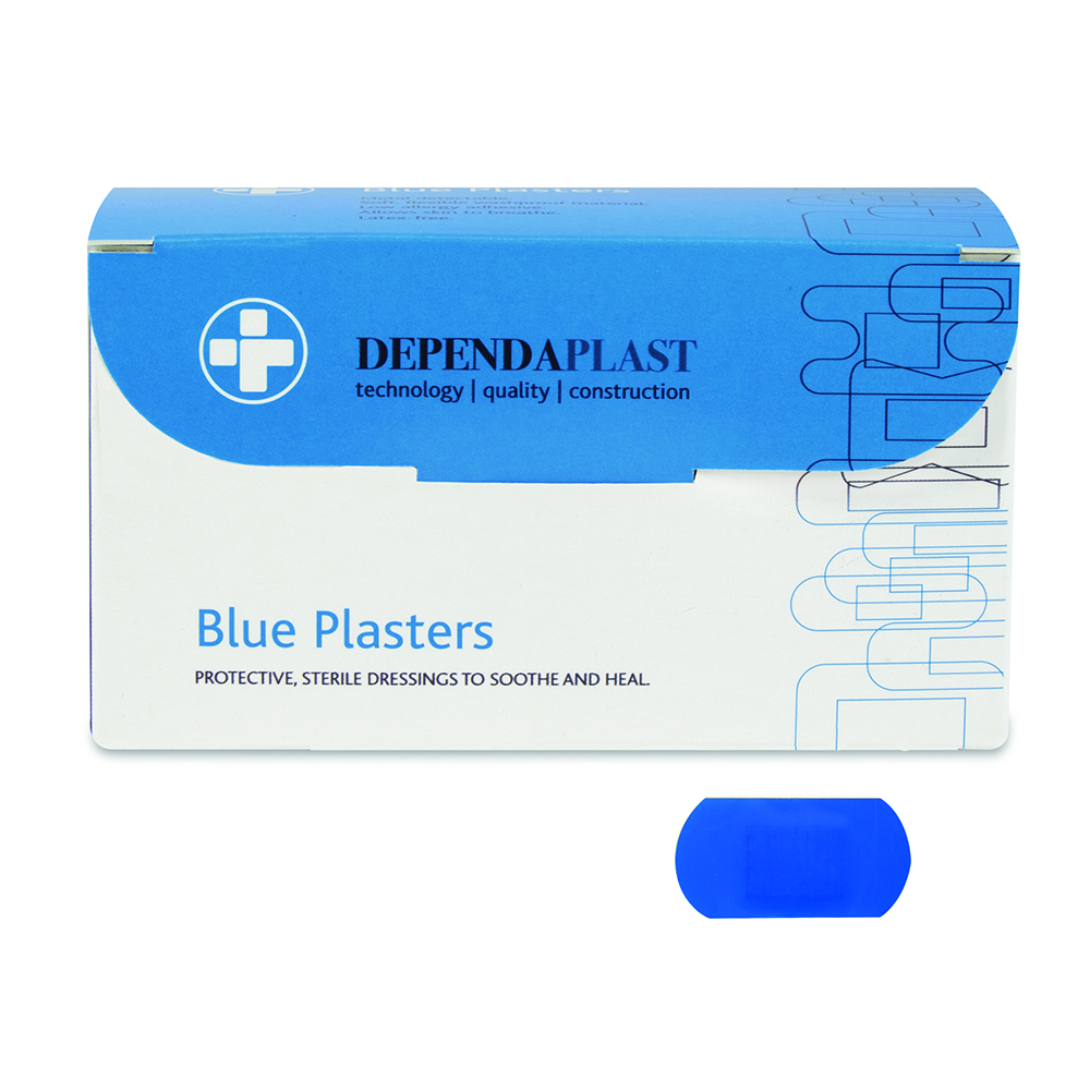 Dependaplast - Metal Detectable Washproof Plasters - 4cm x 2cm - Blue - Box of 100