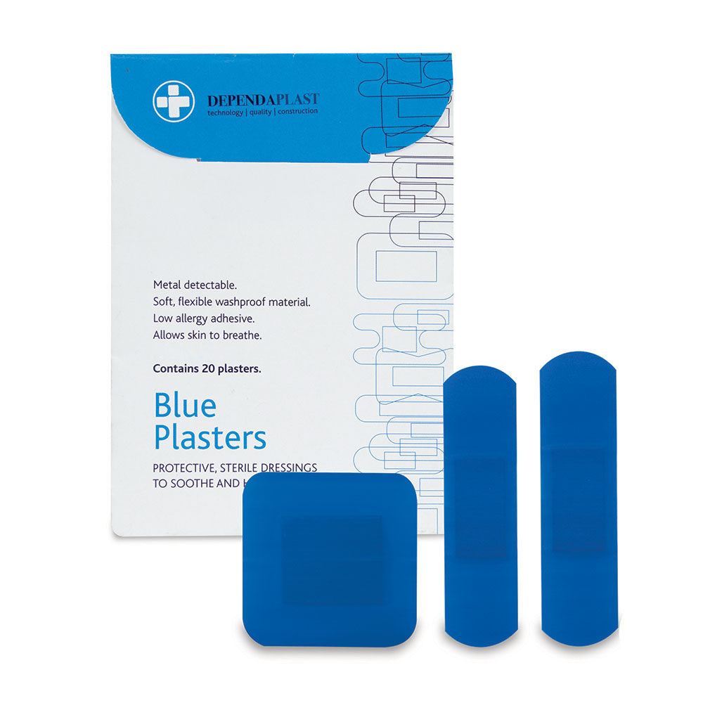 Dependaplast - Metal Detectable Washproof Plasters - Assorted - Blue - Wallet of 20