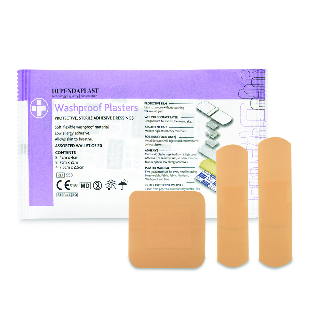 Dependaplast - Washproof Plasters - Assorted - Pale - Wallet of 20