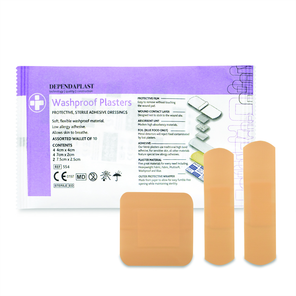 Dependaplast - Washproof Plasters - Assorted - Pale - Wallet of 10