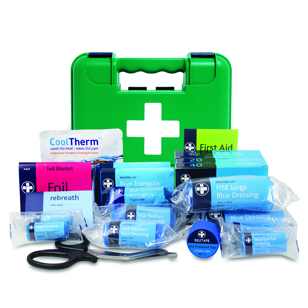 Masterchef Catering BS8599-1 First Aid Kit - Small - Titan Box - Small - Green