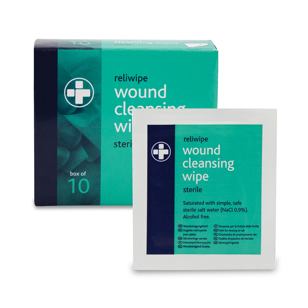 Reliwipe Saline Wound Cleansing Wipes - Box of 10