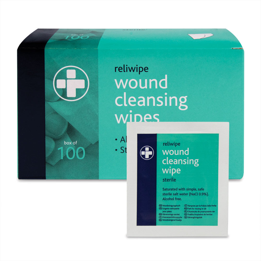 Reliwipe Saline Wound Cleansing Wipes - Box of 100